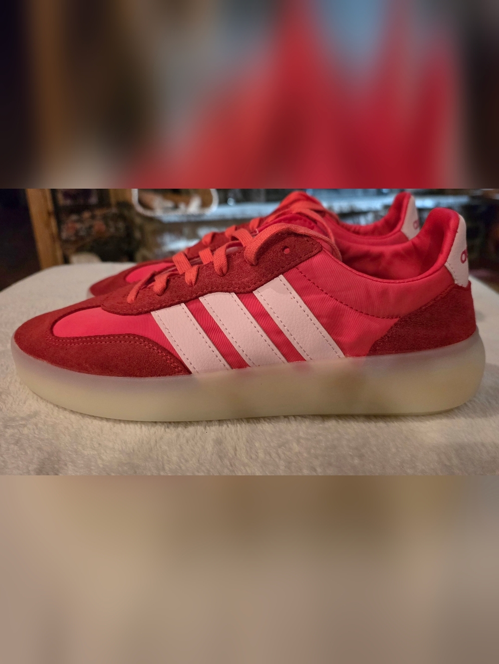 adidas Red and Pink Retro Low-Top Sneakers - Picture 5 of 9
